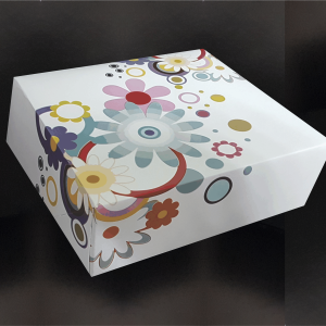 Cutie prăjituri carton tipar floral policromie fără fereastră