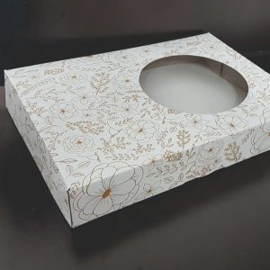 Cutie Prajituri Carton Tipar Floral monocrom cu fereastra
