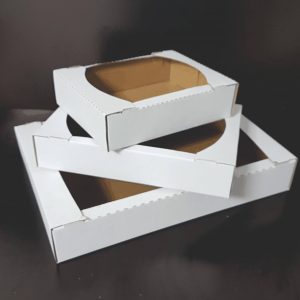 Cutii Fursecuri si prajituri din carton ondulat ALB plastifiat interior